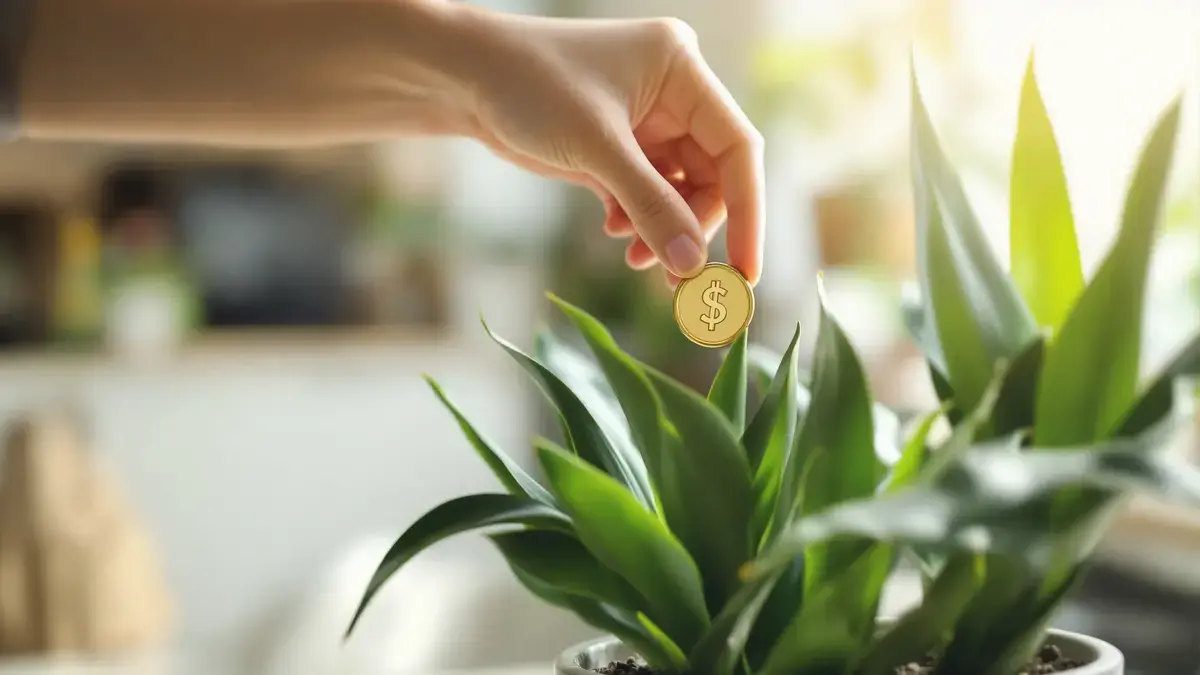 Een muntstuk in een sansevieriapot begraven: een Feng Shui-tip voor welvaart